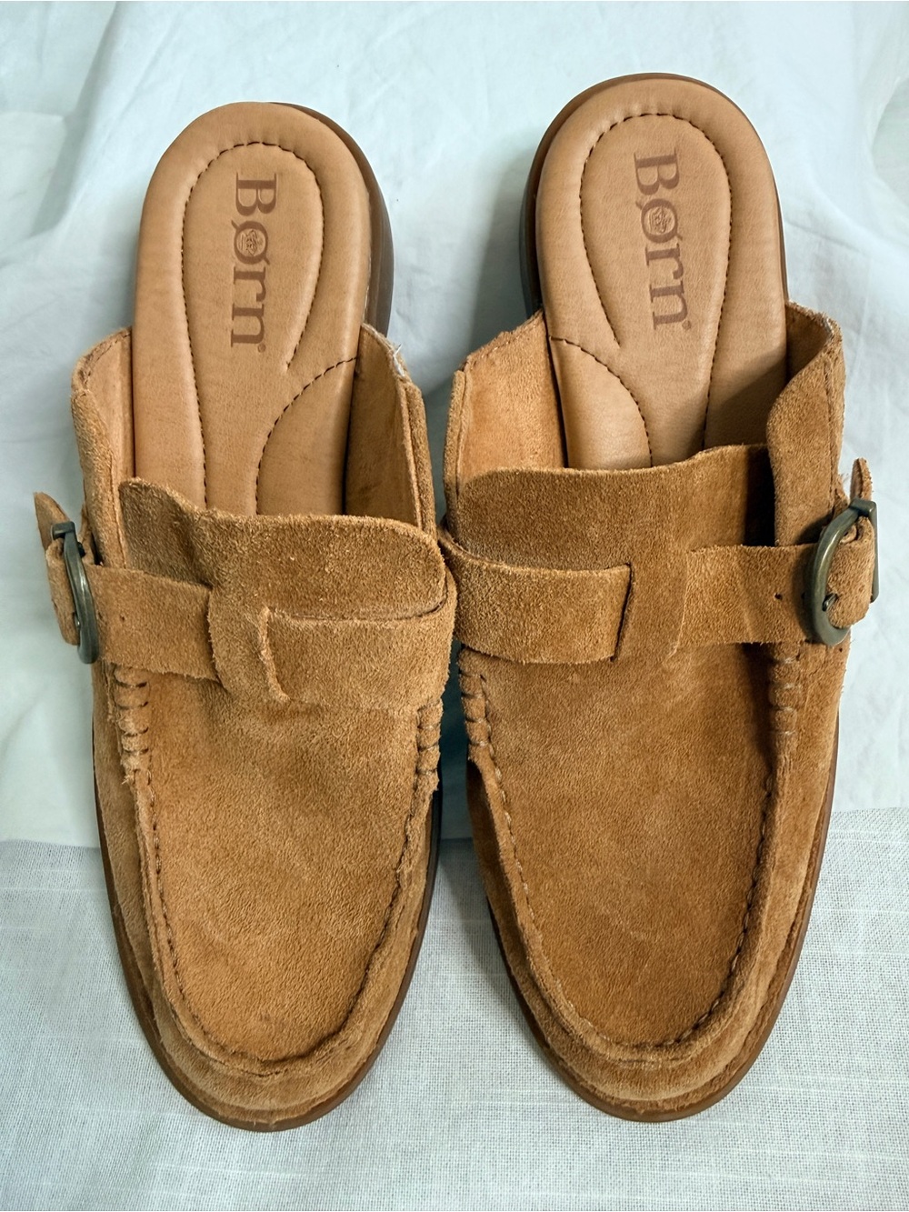 Børn Meg Suede Loafer Mules Tan Slip On Clogs 8.5M NWOT